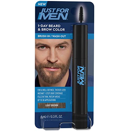 Just for Men Beard Wash - Fills Grays, Easy Application, Up to 30 Uses - Light Brown