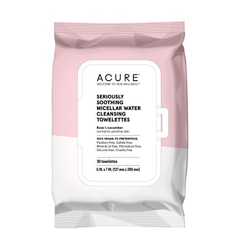 ACURE Micellar Water Towelettes - Gently Cleanses & Removes Makeup, Vegan - 1 Pack