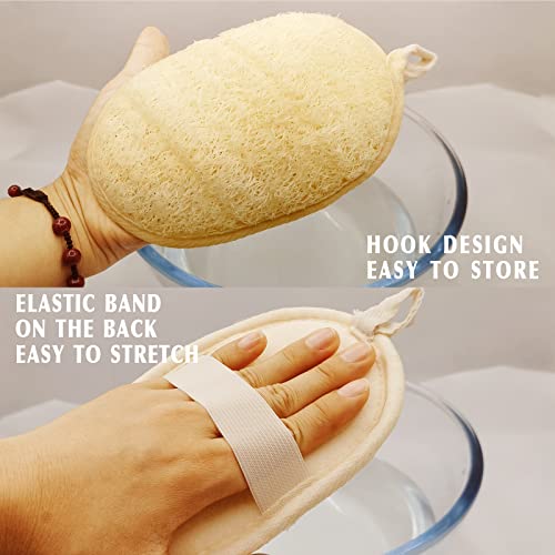 YIQINGJIE Natural Loofah Sponge - Exfoliating Body Scrubber, Promotes Skin Health - 3 Pack