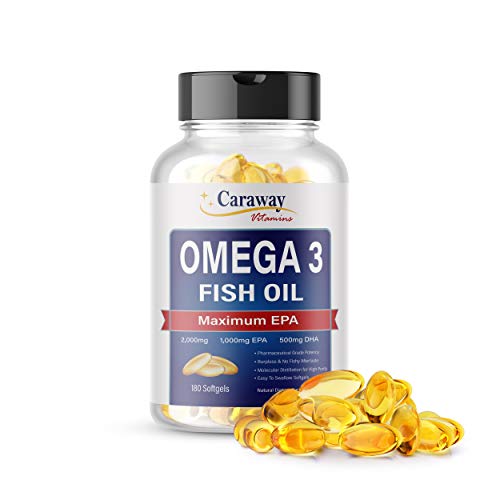 Caraway Vitamins Omega-3 Fish Oil - High EPA & DHA, Burpless Softgels - 180 Count