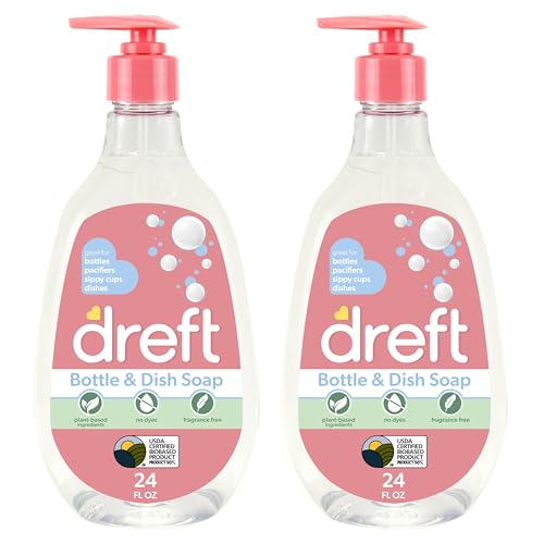 Dreft Dish Soap - Removes Milk Film, Plant-Based, Dermatologist Tested - 24oz (Pack of 2)