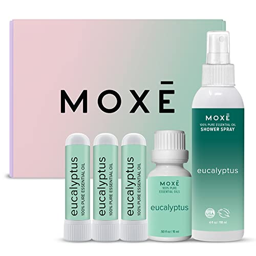 MOXĒ Eucalyptus Aromatherapy Set - Sinus Relief, Pure Essential Oils, Multi-Use - Made in USA