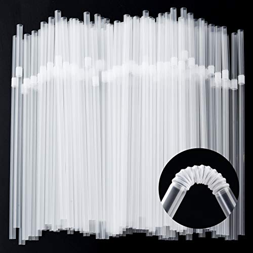 ALINK Clear Flexible Drinking Straws - BPA-Free, Reusable, Fun Design - 500 Pack, 7.75"