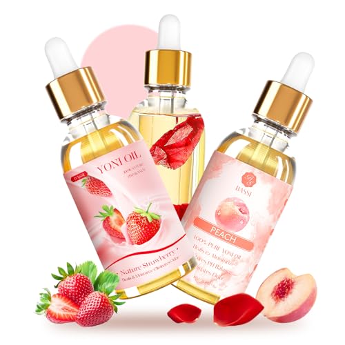 BASSI Yoni Oil Feminine Deodorant - Moisturizes, Balances pH, Strawberry Scent - 3PCS