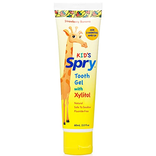 Spry Kids Toothpaste - Natural Strawberry Banana Flavor, Fluoride-Free, Xylitol-Based - 2oz