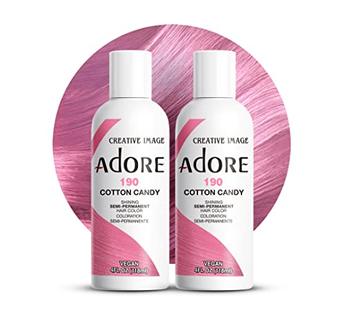 Adore Semi Permanent Hair Color - Vivid Cotton Candy Pink, Vegan & Cruelty-Free - 4 Fl Oz, 2 Pack