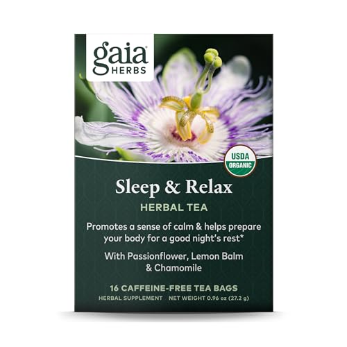 Gaia Herbs Sleep & Relax Herbal Tea - Supports Relaxation with Chamomile & Passionflower - 16 Bags