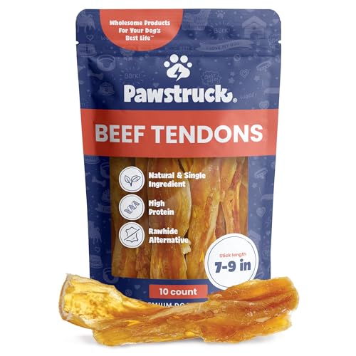 Pawstruck Dog Treats - Natural Beef Tendon Chews, High Protein, Dental Health - 10 Count