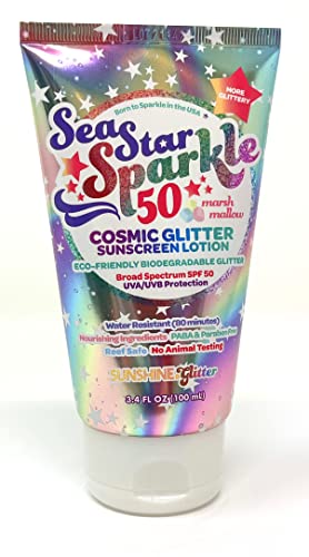 Seastar Sparkle Sunscreen - SPF 50, Water Resistant, Biodegradable Glitter - 3.4oz