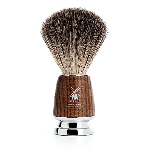 MÜHLE RYTMO Pure Badger Shaving Brush - Soft Massage Effect, Plastic-Free Design - Black Resin