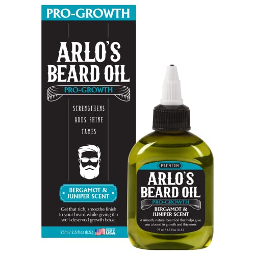 Arlo's Pro Growth Beard Oil - Boosts Hair Growth, Natural Ingredients, Bergamot Juniper - 2.5oz