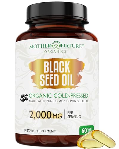 Mother Nature Organics Black Seed Oil Capsules - Immune Support, Non-GMO, 60ct, 1000mg