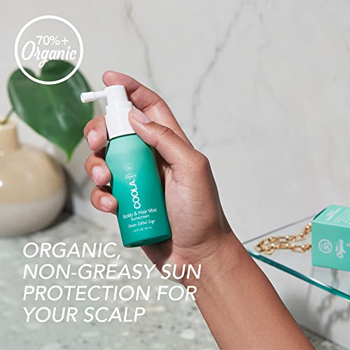 COOLA Scalp Spray & Hair Sunscreen Mist - UV Protection, 70% Organic, Ocean Salted Sage - 2 Fl Oz