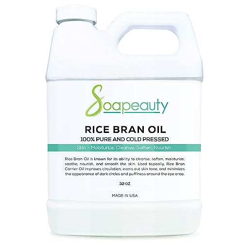 Soapeauty Rice Bran Oil - 100% Pure, Natural Moisturizer for Skin & Hair Care - 32oz