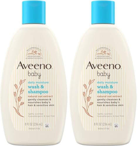 Aveeno Baby Shampoo & Body Wash - Tear-Free Formula for Soft, Healthy Skin & Hair - 8oz, Pack of 2