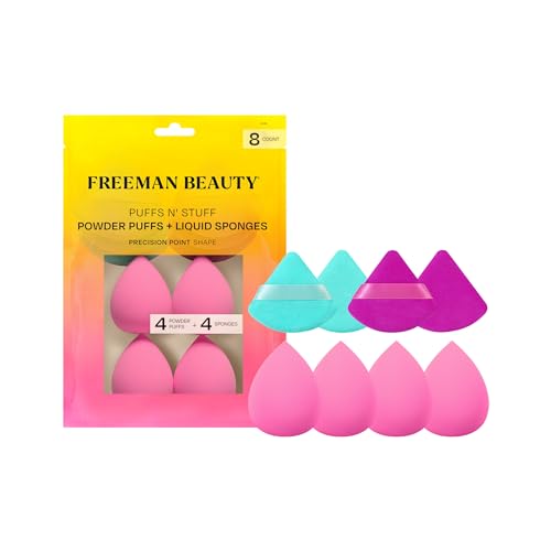 Freeman Puffs N' Stuff Makeup Sponge Set - Blending & Setting, Vegan & Cruelty Free - 8 Count