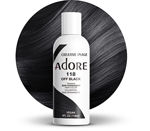 Adore Semi Permanent Hair Color - Rich Off Black, Vegan & Cruelty-Free - 4 Fl Oz