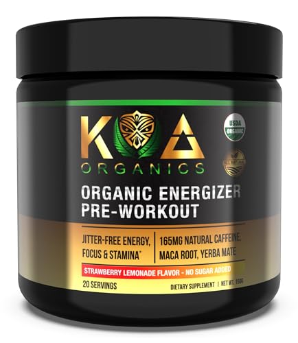 KOA Organics Pre-Workout Powder - Jitter-Free Energy & Focus with Organic Caffeine - 150g