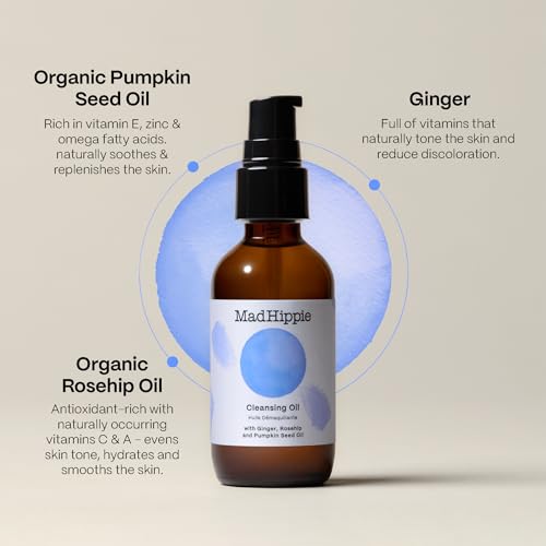 Mad Hippie Facial Cleanser - Deep Cleansing Oil, Makeup Remover, Non-GMO, 2 Fl Oz