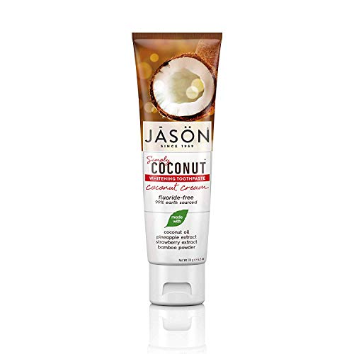 Jason Coconut Whitening Toothpaste - Fluoride-Free, Natural Ingredients, 4.2 oz