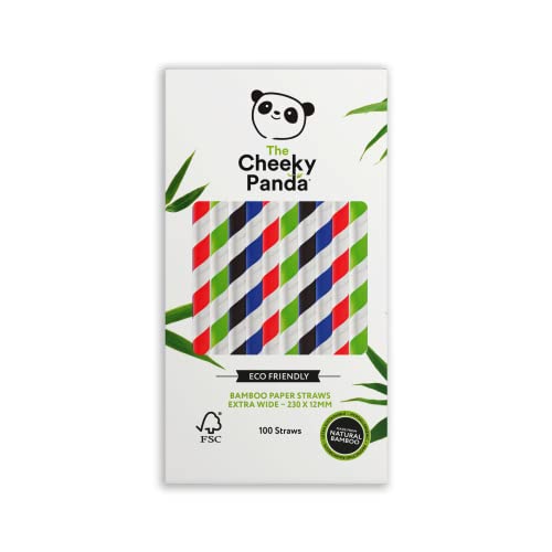 The Cheeky Panda Bamboo Bubble Tea Straws - Thick, Vegan & Biodegradable, 100 Multicoloured