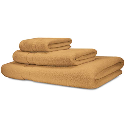 Cosy House Collection Luxury Towel Set - Soft, Absorbent, OEKO-TEX Certified - 3-Piece Tan