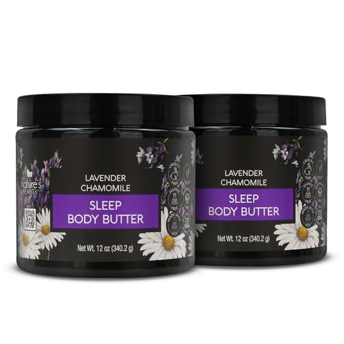 Nature's Beauty Lavender Chamomile Body Butter - Calming Moisturizer, Vegan, 12oz (2 Pack)