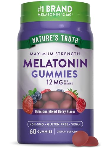 Nature's Truth Melatonin Gummies - 12mg Sleep Aid, Vegan & Non-GMO, Mixed Berry Flavor - 60ct