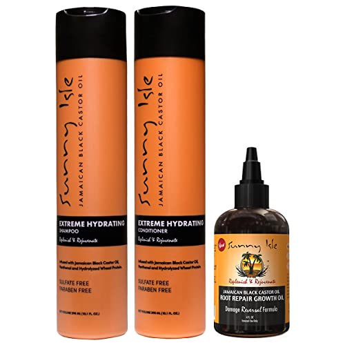 Sunny Isle Hair Care Set - Hydrating Shampoo & Conditioner, Promotes Growth, 100% Natural Oils