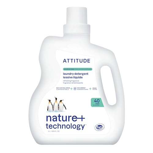 ATTITUDE Liquid Laundry Detergent - EWG Verified, Vegan, High Performance, 40 Loads - 67.6 Fl Oz