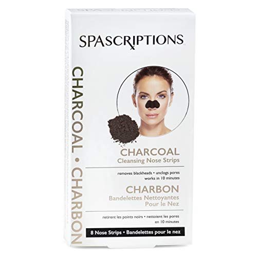 SpaScriptions Charcoal Cleansing Nose Strips - Removes Impurities, Hazelnut Scent - 8 Strips