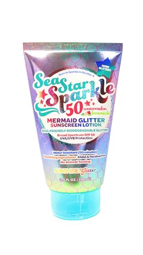 Seastar Sparkle Sunscreen - SPF 50, Water Resistant, Biodegradable Glitter - 3.4oz