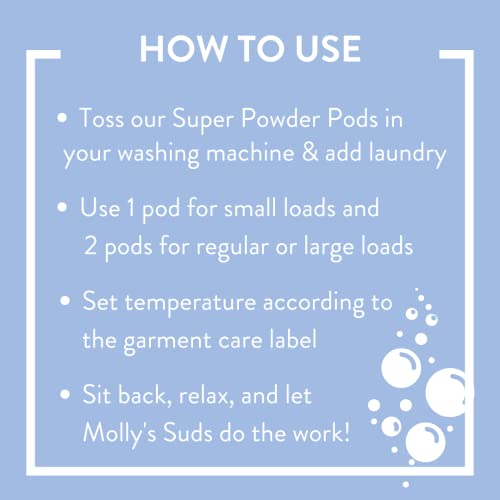 Molly's Suds Laundry Pods - Natural Stain Fighter for Sensitive Skin, Ocean Mist - 90 Count