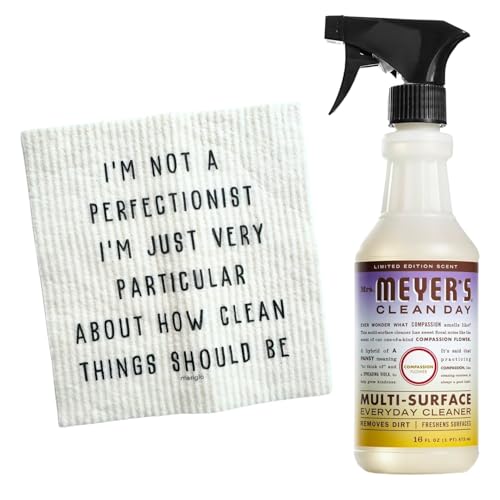 Mrs. Meyers Multi-Surface Cleaner & Swedish Dishcloth Bundle - Deep Clean, Reusable, 16oz