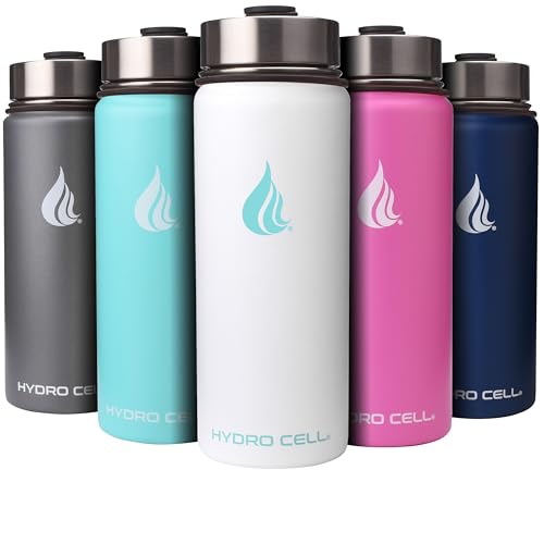 HYDRO CELL Stainless Steel Insulated Water Bottle - Keeps Drinks Cold for 24h, Hot for 12h - 18oz