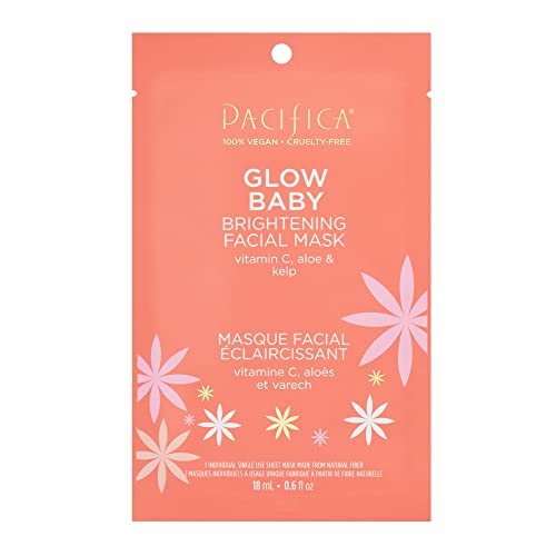 Pacifica Beauty Sheet Mask - Brightening with Vitamin C, Aloe & Kelp for All Skin Types - 1 Sheet