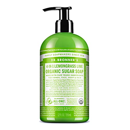 Dr. Bronner's Organic Sugar Soap - Nourishing Cleanser with Shikakai & Essential Oils - 12oz