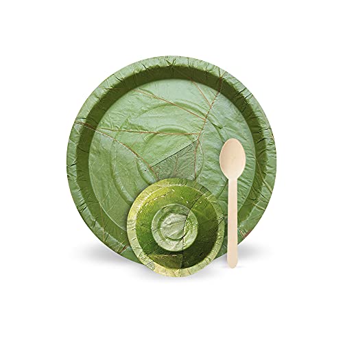 Palash Dinnerware Set - Biodegradable, Chemical-Free Plates & Bowls for Parties - 75 pcs