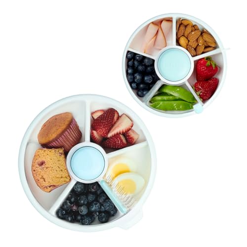 GoBe Kids Snack Spinner Bundle - 5 Compartment Reusable Container, BPA & PVC Free - 6.5 & 8.5 inches