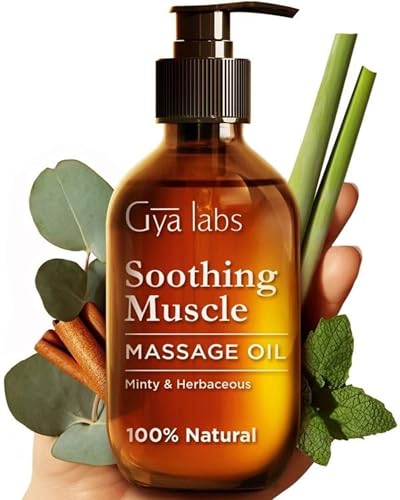 Gya Labs Soothing Massage Oil - Comfort for Sore Muscles, Natural Ingredients - 6.76 fl oz