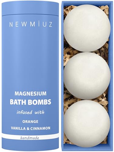 NEW MIUZ Magnesium Bath Bombs - Soothe Sore Muscles with Epsom Salt & Essential Oils - 3pcs