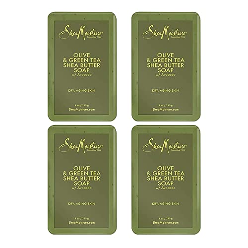 SheaMoisture Olive & Green Tea Bar Soap - Nourishing, Anti-Aging, Organic Ingredients - 8oz Each