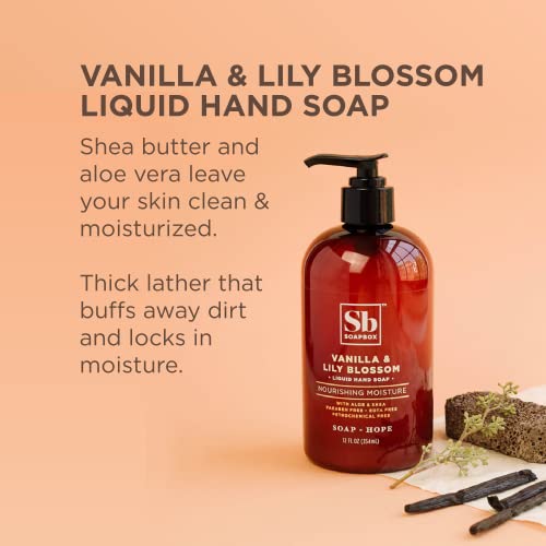 Soapbox Liquid Hand Soap - Moisturizing Vanilla & Lily, Vegan, Cruelty Free - 12oz Pump, 3-Pack
