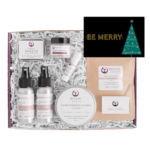 Personalized 8 Pc Spa Gift Set for Women - Natural Ingredients, Calming Lavender - Christmas