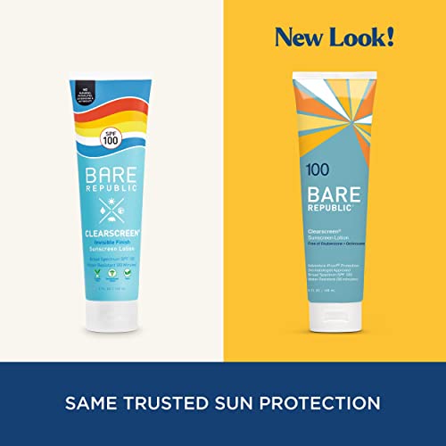 Bare Republic Clearscreen Sunscreen SPF 100 - Water Resistant, Vegan, Invisible Finish - 5 Fl Oz