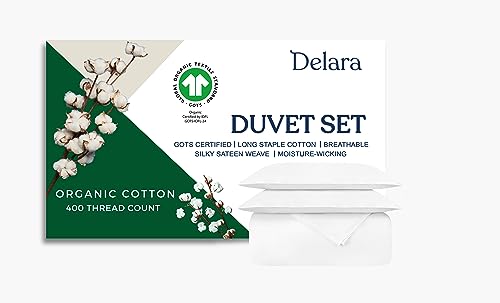 Delara Organic Cotton Duvet Cover Set - Soft, Moisture-Wicking, GOTS Certified - King Size