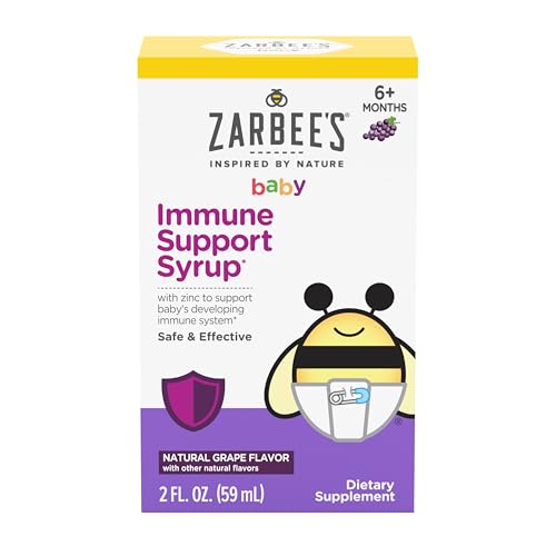 Zarbee's Baby Immune Support - Zinc for Immune Health, Natural Grape Flavor, 2oz with Syringe