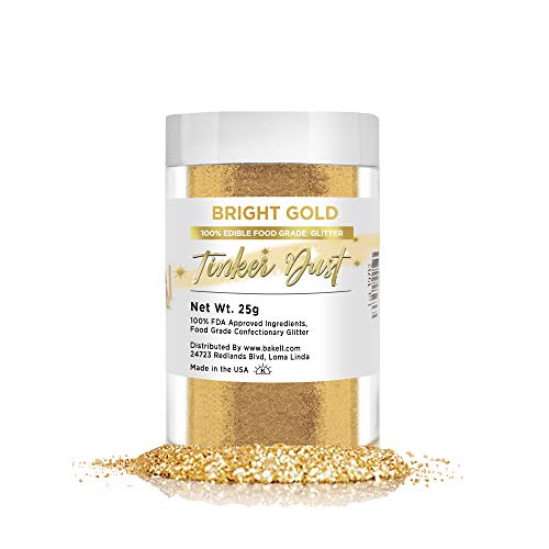 BAKELL Bright Gold Edible Glitter - Vegan, Kosher Certified, Dairy & Gluten Free - 25g