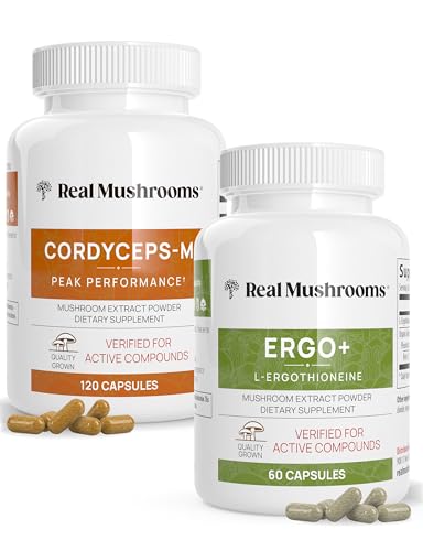 Real Mushrooms Mushroom Supplement Bundle - Energy, Immune Support, Vegan - 60ct & 120ct