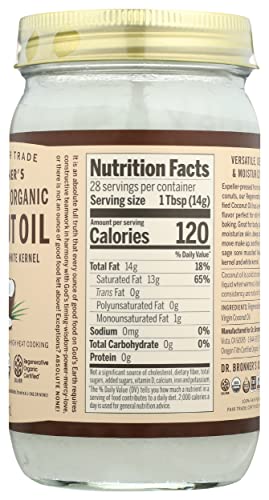 Dr. Bronner's Body Oil - Fair Trade, Vegan, USDA Organic - 14 fl oz Virgin Coconut Oil